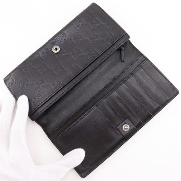 Gucci GG 146229 Striped Leather Black Unisex Long Wallet - Picture 6 of 10